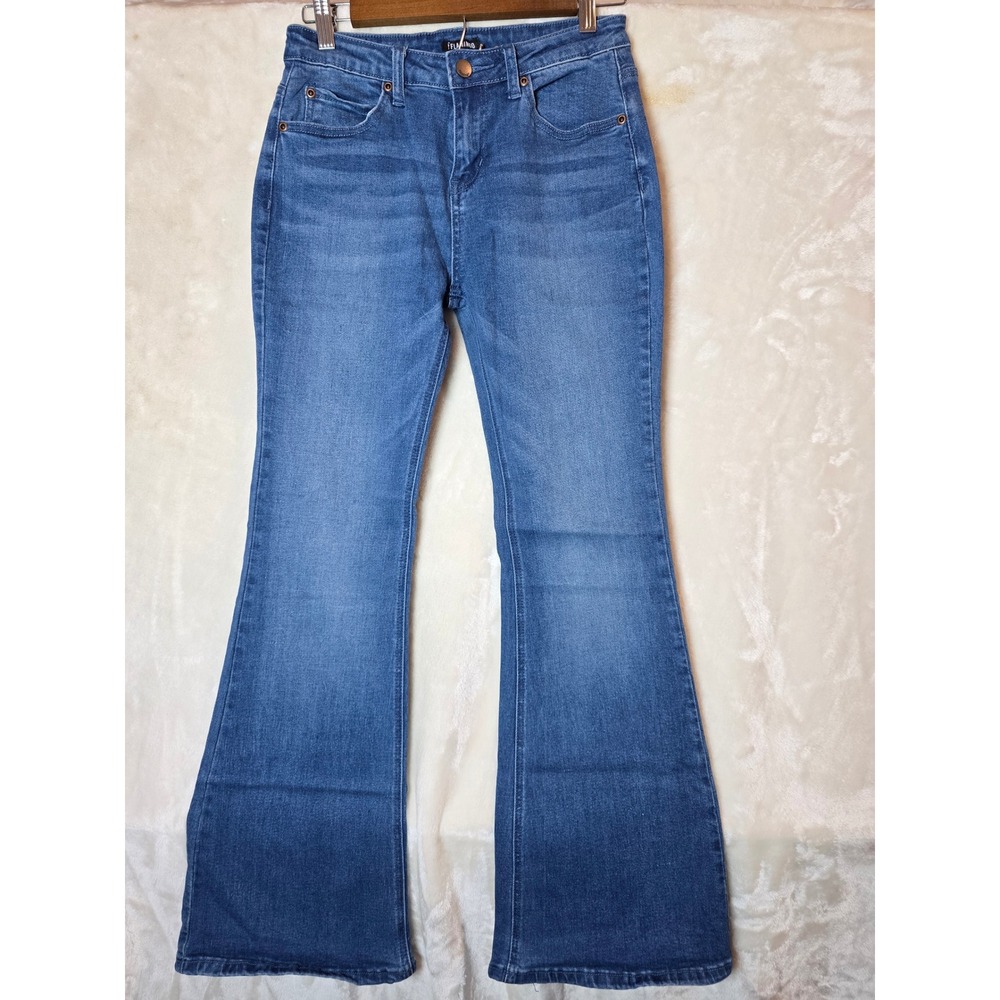 Flamingo Womens Flare Leg Jeans Medium Wash Blue Stretch Denim Size M 179871 HS